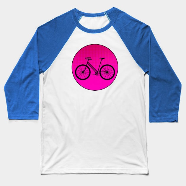 PINK Polka Dots Bike Baseball T-Shirt by CreativePhil